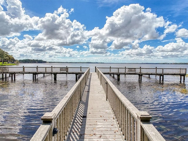 view of dock featuring a water view