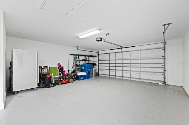 garage with a garage door opener