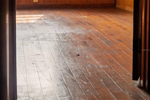 interior details featuring wooden walls