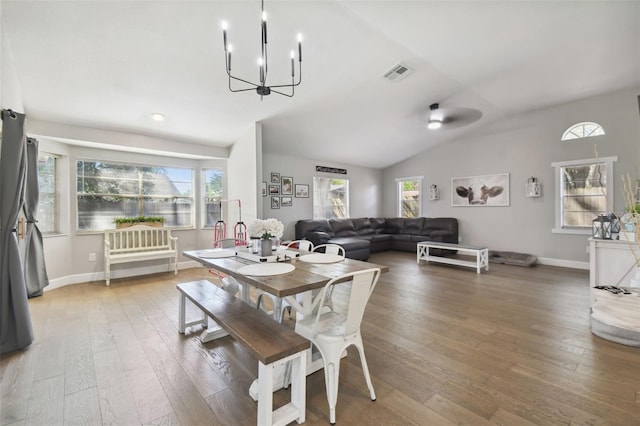 dining space featuring hardwood / wood-style flooring and a wealth of natural light