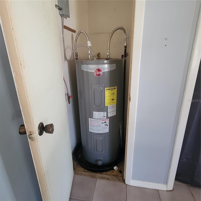 utility room with electric water heater