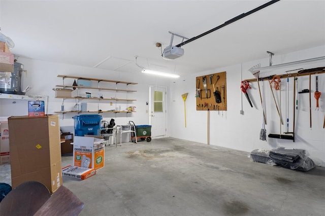 garage with a garage door opener