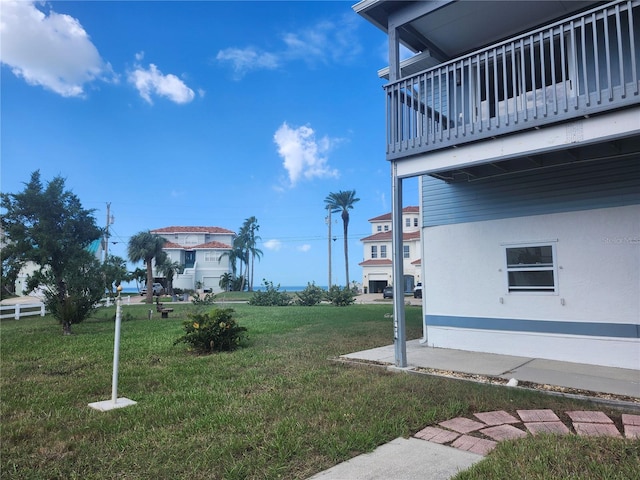 view of yard with a wooden deck