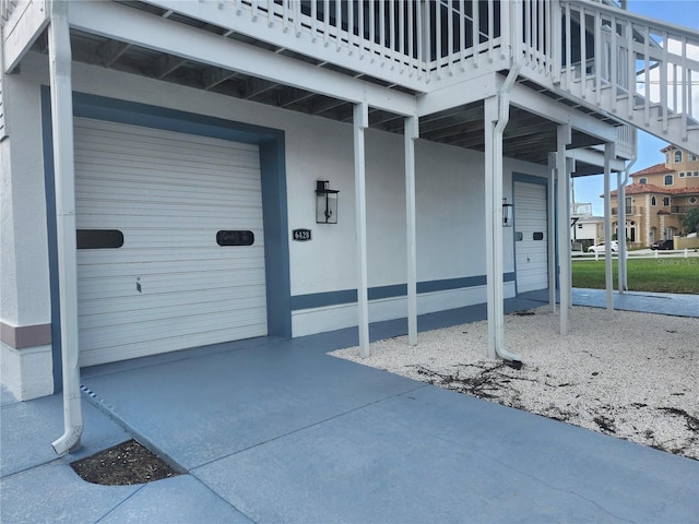 exterior space featuring a garage