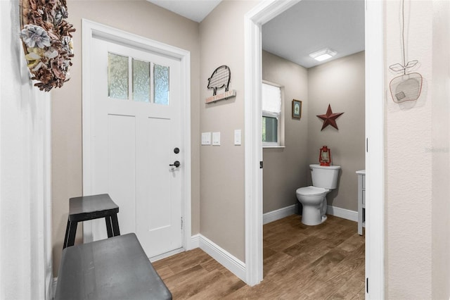 foyer with light wood-type flooring