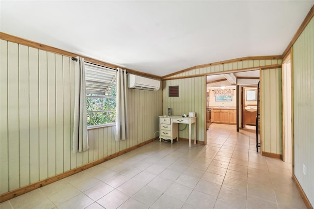 empty room with a healthy amount of sunlight and a wall mounted air conditioner