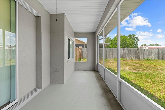 view of unfurnished sunroom