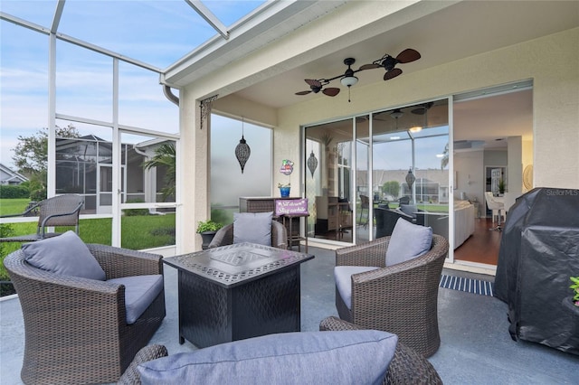 view of patio / terrace featuring ceiling fan