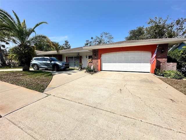 single story home with a garage