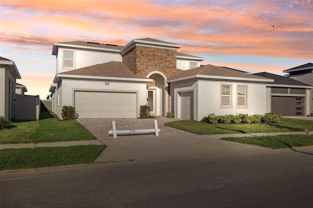 view of front of property featuring a garage