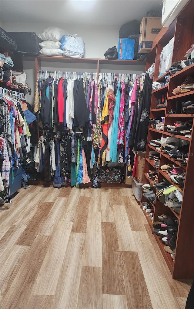 spacious closet with light wood-type flooring