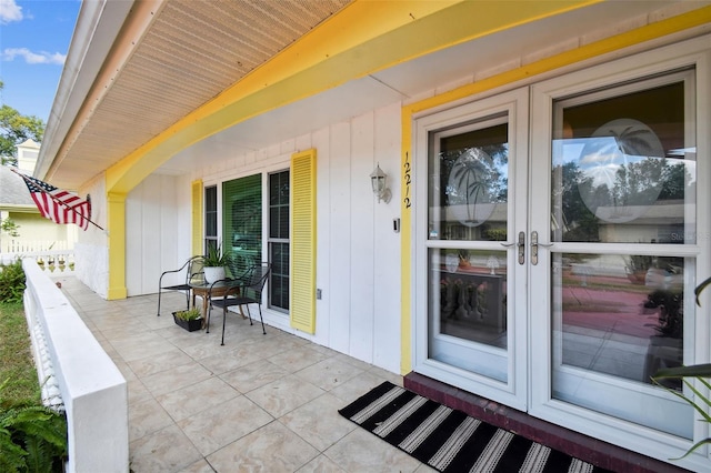 doorway to property with french doors and a patio