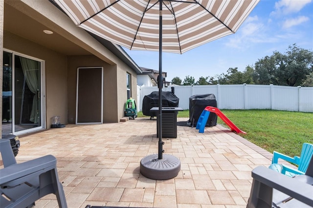 view of patio / terrace with a grill