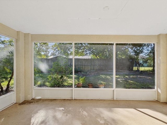 view of unfurnished sunroom