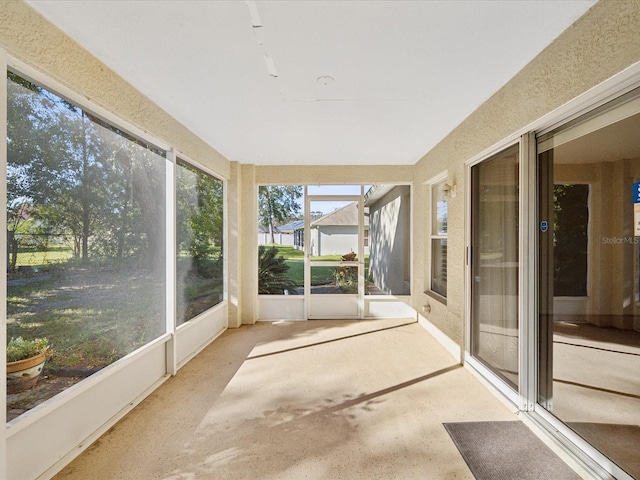 view of unfurnished sunroom