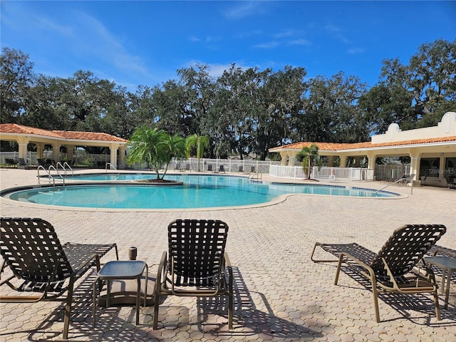 view of pool featuring a patio area