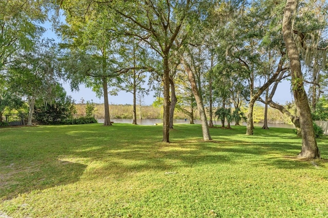 view of yard featuring a water view