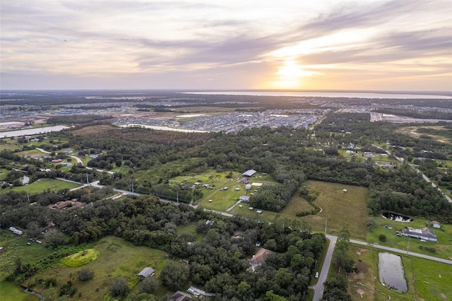 view of aerial view at dusk