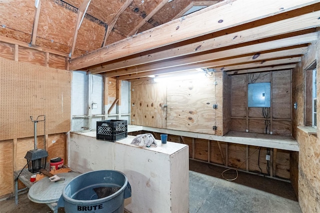 basement featuring electric panel