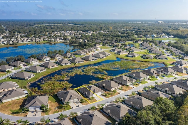 bird's eye view featuring a water view