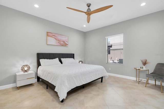 bedroom featuring ceiling fan