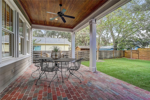 view of patio / terrace with ceiling fan