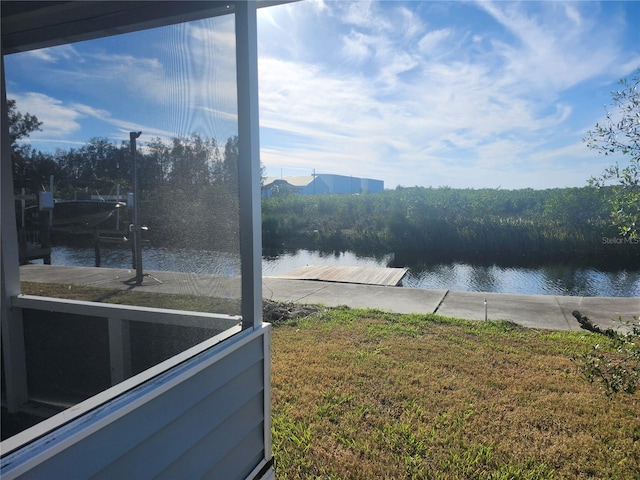 water view featuring a boat dock