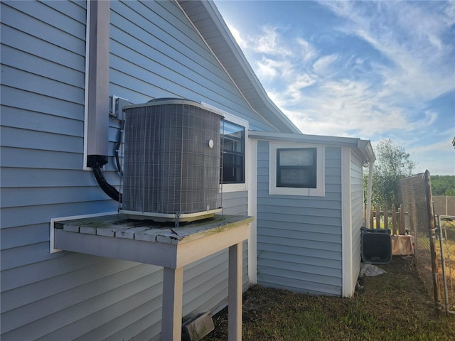 view of property exterior featuring central air condition unit