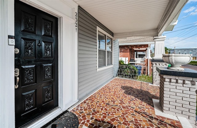 exterior space featuring covered porch