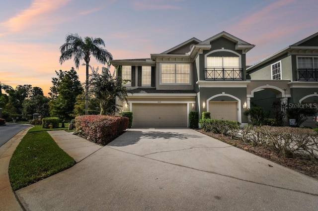 view of front of house with a garage