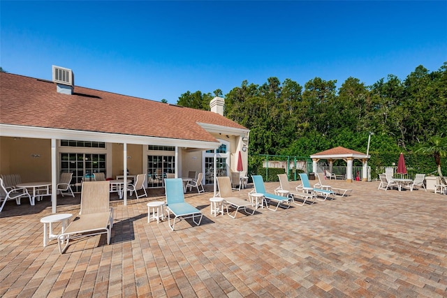 view of patio featuring a gazebo