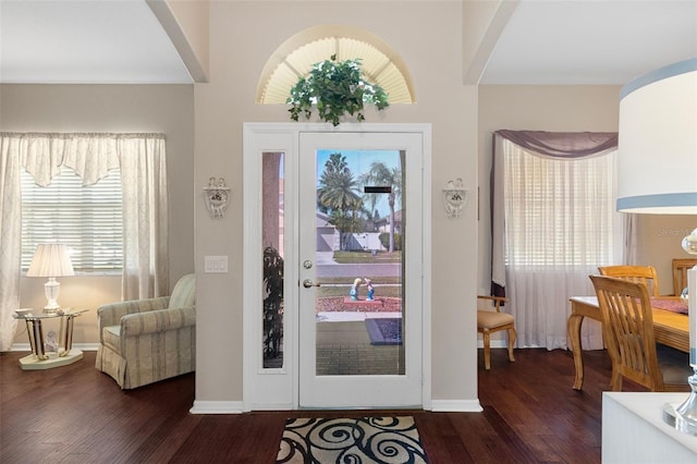 entrance foyer featuring dark hardwood / wood-style flooring