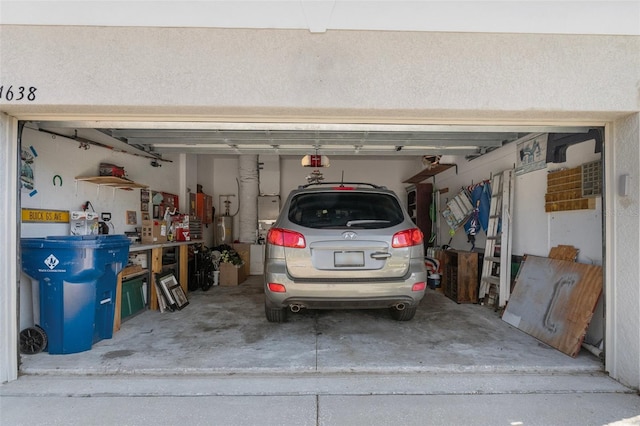 garage with a garage door opener