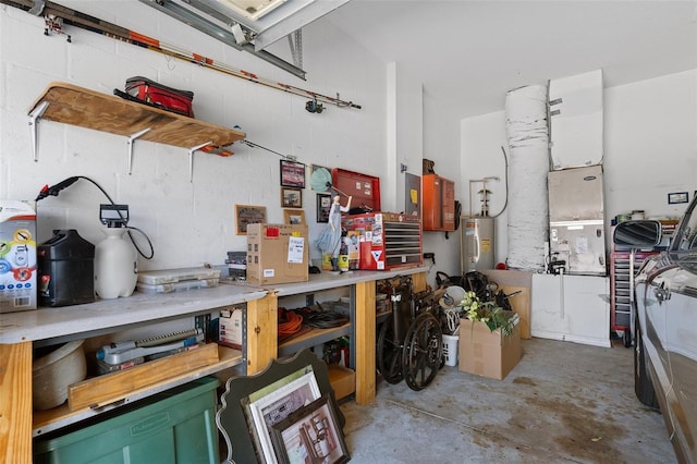 garage with water heater