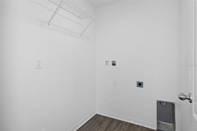 laundry room with washer hookup, dark hardwood / wood-style floors, and hookup for an electric dryer