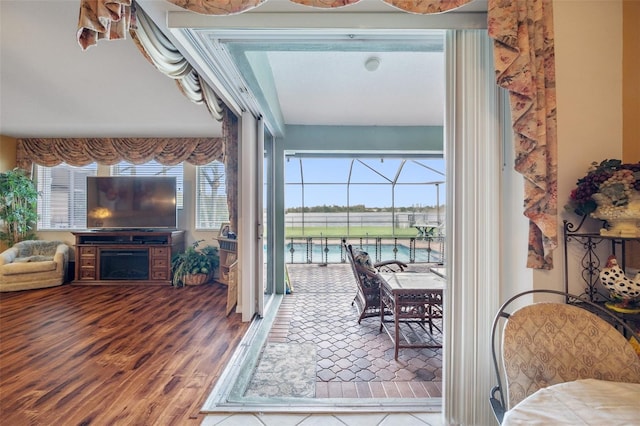 interior space with hardwood / wood-style floors