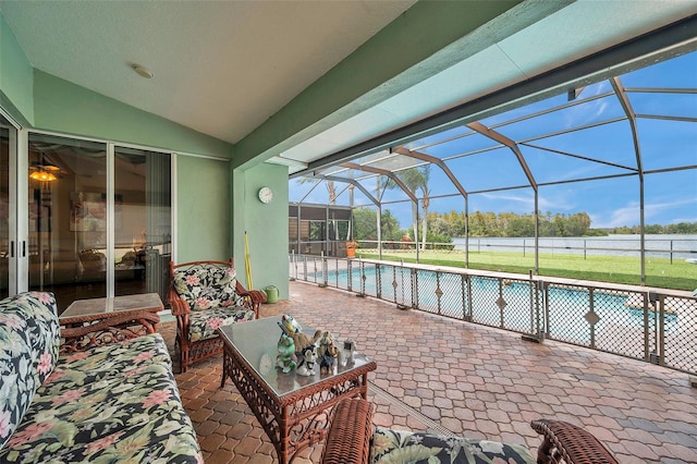 view of patio / terrace with glass enclosure