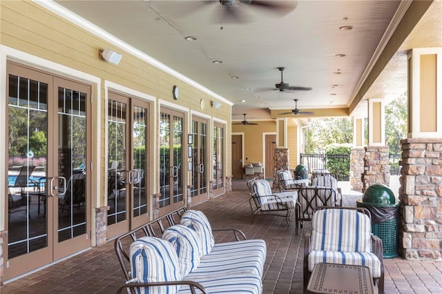 sunroom with french doors