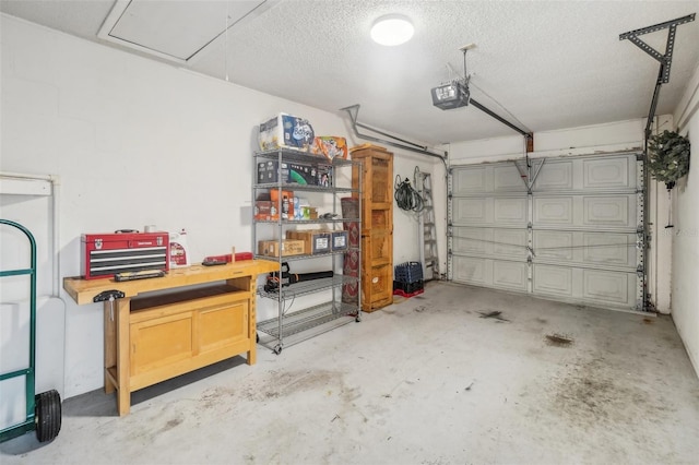 garage with a garage door opener