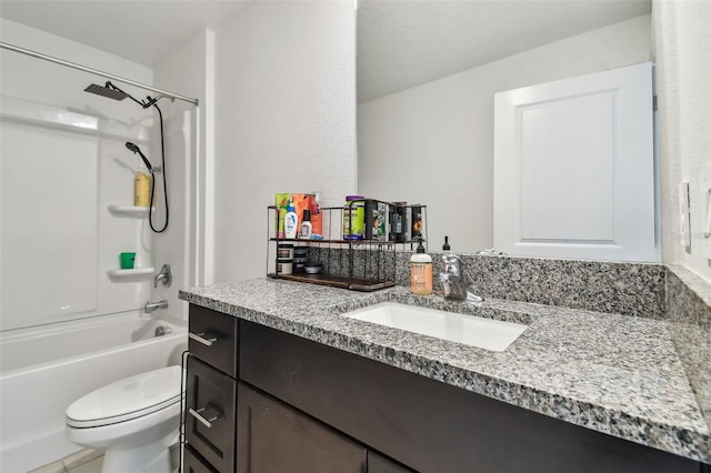 full bathroom with vanity, toilet, and shower / bath combination