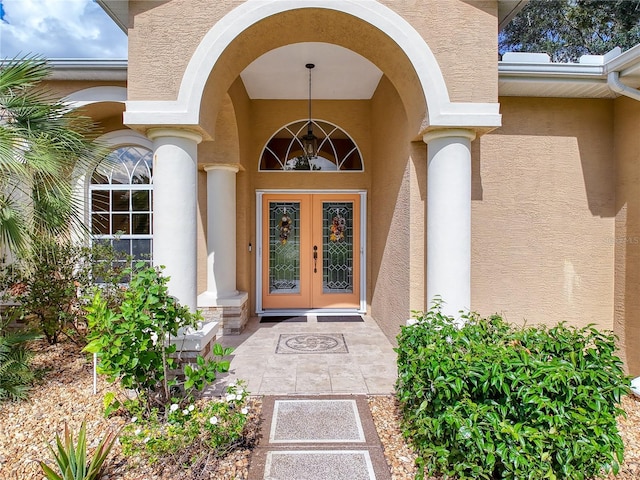 doorway to property with french doors