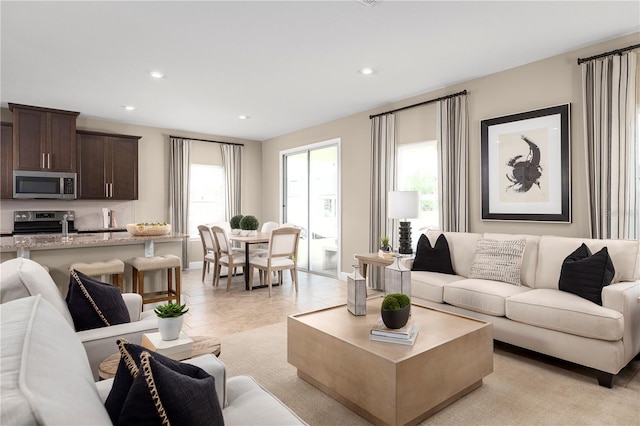 view of tiled living room