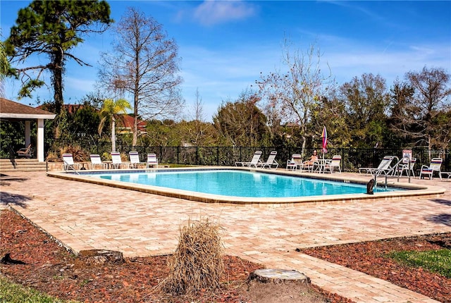 view of swimming pool with a patio area