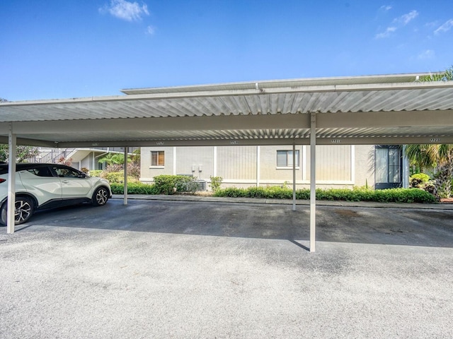 view of covered parking lot