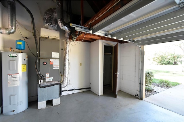 garage featuring water heater