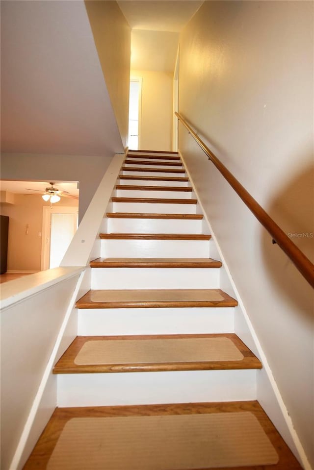 staircase with ceiling fan