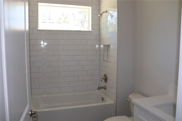 full bathroom featuring vanity, toilet, and shower / bath combination