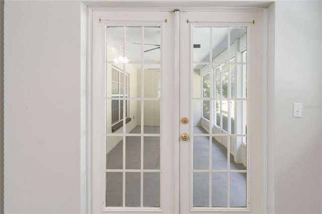 doorway featuring french doors