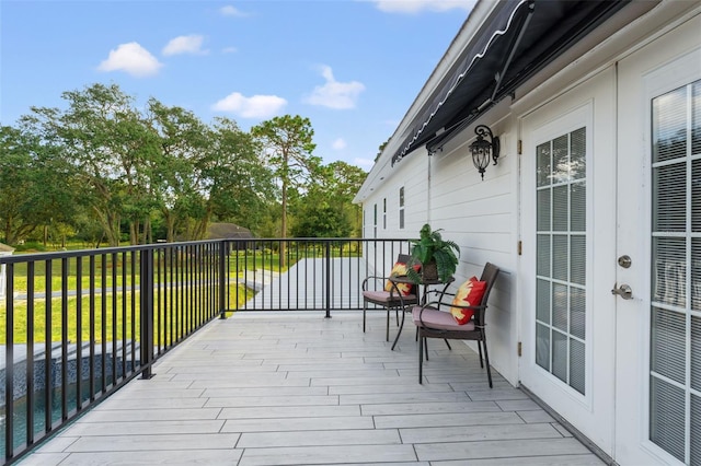 deck with a lawn