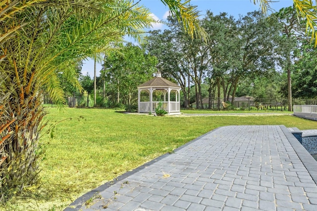 view of yard with a patio area and a gazebo